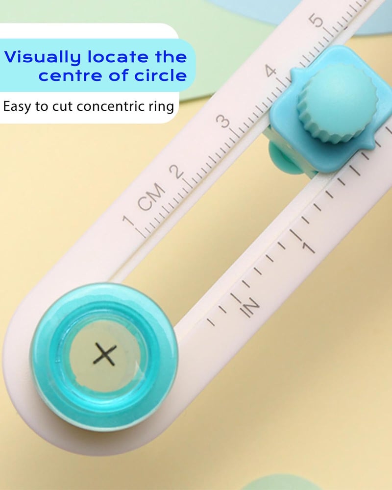 Othaim أداة قطع الدائرة للحرف الورقية - قاطع دوار لقص الدوائر لعمل الألبومات، صنع بطاقات، الفن والحرف اليدوية، يناسب الدوائر ذات نصف القطر بين 0.6"-4" - Image 5